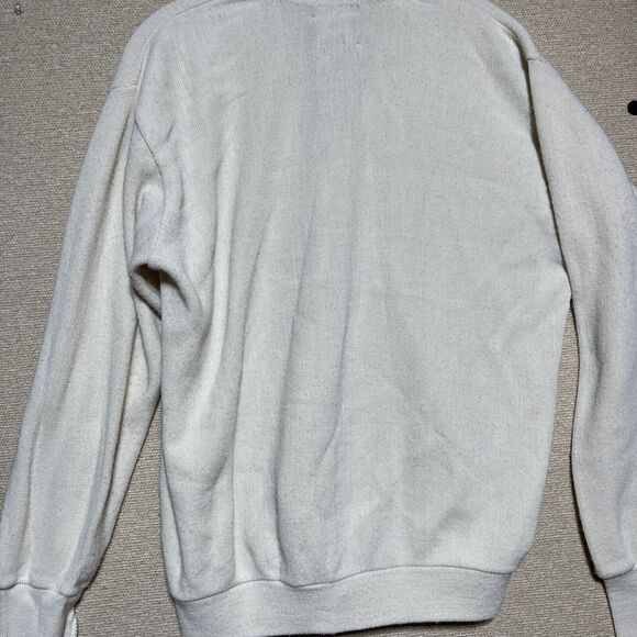Vintage Expressions International Mens Cardigan Sweater Medium Grandpa USA Cream - Picture 7 of 7